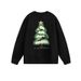 Men's Vintage Knit Sweater – Oversized Christmas Tree Embroidery Pullover, Streetwear Loose Fit Crewneck Top For Teens & Young Adults_viptrois.com