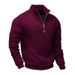 2025 Men's Autumn And Winter Fleece Heavy Sweater Solid Color Casual Stand-up Collar Long-sleeved Zipper Pullover Men's Sweater_viptrois.com