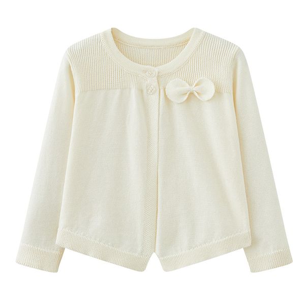 2025 Korean Version Of Small And Medium Children's Knitted Cardigan Jacket Cotton Bow Girl Small Shawl Air Conditioning Shirt One Piece Delivery_viptrois.com