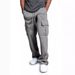 Men's Clothing Sports Casual Fleece Lined Long Pants Tapered Multi Pocket Drawstring Cargo Pants_viptrois.com