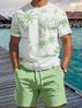 Men's Clothing Short Sleeved Shorts Fashion Casual Men's Short Sleeve T-Shirt & Shorts Set - Tropical Palm Tree Print Beach Vacation Outfit For Summer_viptrois.com