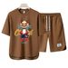 Men's Clothing 2024 Waffle Casual Summer Suit Men's Loose Teen Short sleeved T shirt Shorts Handsome Two piece Suit_viptrois.com