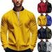 Men's Clothing Stand Collar Zip-Up Jacket – Lightweight Polyester Blend, Breathable & Wrinkle-Free (Navy, Black, Army Green) – Casual Sporty Outerwear_viptrois.com