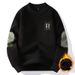 Men’s Double-Layer Fleece Sweatshirt – Retro Inspired Crewneck Pullover (Black/Green/Charcoal/Khaki, M-3XL)_viptrois.com