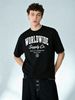 European Style Men's Short Sleeve T-Shirt, Varsity-style WORLDWIDE Supply Co. Print, Casual Round Neck Streetwear Tee_viptrois.com