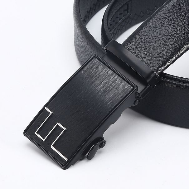 Men's leather belt with letters acrylic automatic buckle belt business belt middle-aged and young belt street stall source factory wholesale_viptrois.com