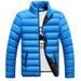 Men's Winter Jacket With Stand Collar, Waterproof Zipper, Solid Color, Plus Size Cotton Coat For Casual Wear_viptrois.com