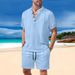 Men's Clothing Multi Pocket Workwear Short Sleeved T Shirt Shorts Casual Suit_viptrois.com