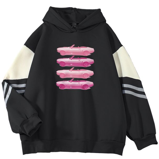 American Style Color Block Sweatshirt For Men, Loose Fit, Niche Pink, Sports Car Shirt, Pullover, Outerwear, Cool And_viptrois.com