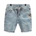 Men's Clothing Simple Fashionable Embroidered Logo Casual Washed Blue Denim Shorts_viptrois.com