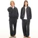 Velvet Zip-Up Jacket & Jogger Set – Cozy Lounge Wear For Dog Walks & Home Relaxation (Dark Heather Grey, S-XL)_viptrois.com
