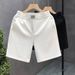 Men's High-Waisted Solid Color Shorts Summer Lightweight Casual Loose Fit Athletic Shorts Trendy High-Quality 5-Inch Inseam_viptrois.com