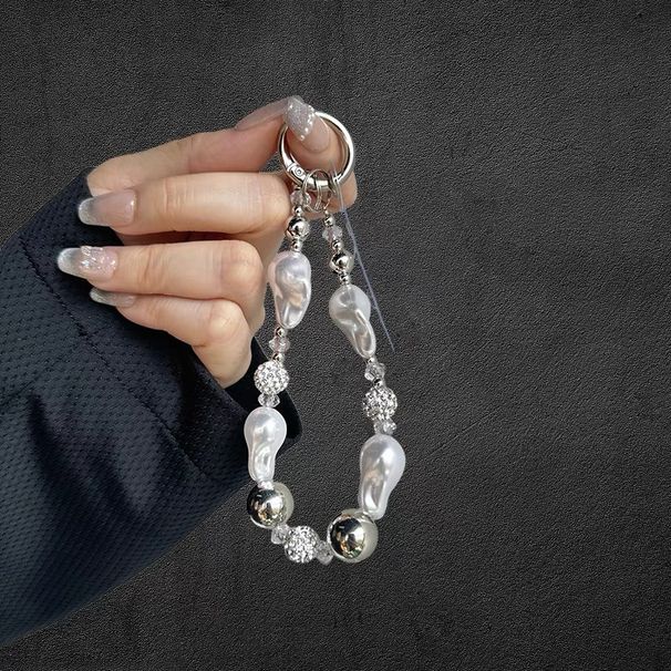 Ins High Grade Super Flash Mobile Phone Diamond Keychain Pendant All Match Anti Chain Special Shaped Pearl Bow Mobile Phone Chain_viptrois.com