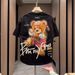 Men's Clothing 2024 Summer New Men's Versatile Bear Painted Print Short Sleeved T Shirt Tops Half Sleeved Men's Handsome_viptrois.com