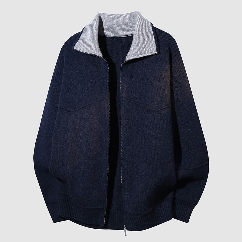 Men's Clothing Winter Zip-Up Hoodie, Thickened Fleece-Lined Casual Jacket, Slim Fit Long Sleeve Pullover, Minimalist Solid Color Outerwear_viptrois.com