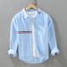 2092 Spring Fashion Long Sleeve Shirt Men's Square Collar TB Casual Shirt Spring Hong Kong Style Ribbon Contrast Color Jacket Men_viptrois.com