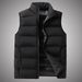 Men's Water Repellent Winter Vest – Stand Collar Thickened Jacket, Solid Color (Black/Khaki, Sizes L-5XL)_viptrois.com