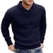 New Product Fashion Knitwear Pullovers Youth/Men Acrylic Lapel Pure Color Long Sleeve Slim Sweater_viptrois.com