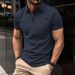 2025 New Men's Casual T-shirt Pullover Summer Trend Fashion Comfortable Lapel Solid Color High Quality Men's Sports Fitness POLO_viptrois.com