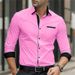 Classic Fit Men's Long Sleeve Shirt With Single Row Buttons & Functional Pockets, Breathable Stretch Polyester For Casual & Office Wear_viptrois.com
