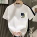 Men's Premium Cotton Short Sleeve T-Shirt With Geometric Print, Relaxed Fit Crew Neck Casual Top For Daily Wear_viptrois.com