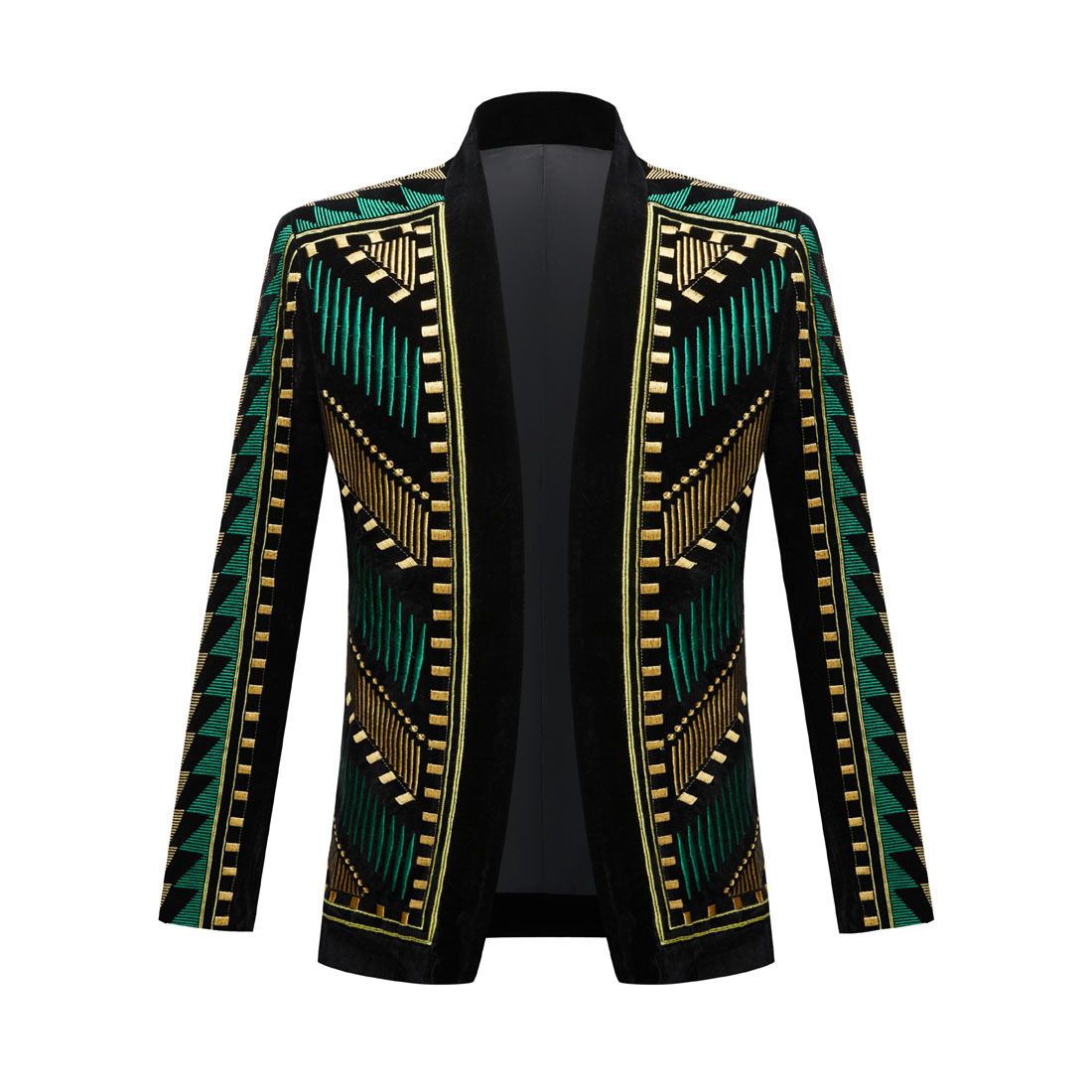 Men's Clothing Velvet Heavy Embroidery Suit Jacket Nightclub Bar Trendy Men's Performance Clothes Dance Singer Dress_viptrois.com