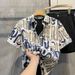 Fashion Lapel Full Print Pattern Short Sleeved Shirt Men Spring And Summer Trend High End Men's Shirt_viptrois.com