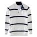 Pure 8502 Half-Zip Polo Collar Sweater For Men, Autumn And Winter Trendy Retro College Style Striped Color-Block High-Neck_viptrois.com