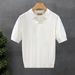 Men's Clothing Light Luxury Lapel Short Sleeved Sweater Summer Thin Half Sleeved Knitted Sweater New Men's Ice Silk Top_viptrois.com