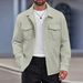 Pulse 2024 Autumn Winter European American Cross-Border Casual Men's Clothing Lapel Single-Breasted Solid Color Double Pocket_viptrois.com