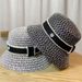 Unisex Temperament letters bucket Fisherman hat Straw hat children outing shade white basin hat tide_viptrois.com