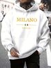 Men's Autumn And Winter Casual Fashionable Loose Hooded Sweatshirt MILANO ITALIA Pattern Printed Warm Long Sleeved Pullover_viptrois.com