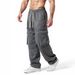 Men's Multi-Pocket Zip-Up Cargo Pants - Relaxed Fit Straight Leg Workwear Trousers For Casual & Retro Style (Khaki, Black, Dark Grey)_viptrois.com