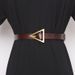 Two-layer cowhide leather belt for women, black triangular copper buckle trouser belt, versatile outer matching, skirt belt, women's decoration_viptrois.com