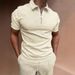 Men's Clothing Men's Polo Shirt Short Sleeved Solid Color Jacquard Zipper T Shirt Sports Top_viptrois.com