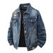 Men's Clothing Spring And Autumn Large Size Embroidered Denim Jacket Men's Trendy Motorcycle Style Tops Douyin Hot Retro Embroidered Men's Jacket_viptrois.com