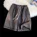 Men's Cotton Denim Shorts | Relaxed Fit Elastic Waist Casual Shorts For Summer, Loose Straight Leg Streetwear Shorts_viptrois.com