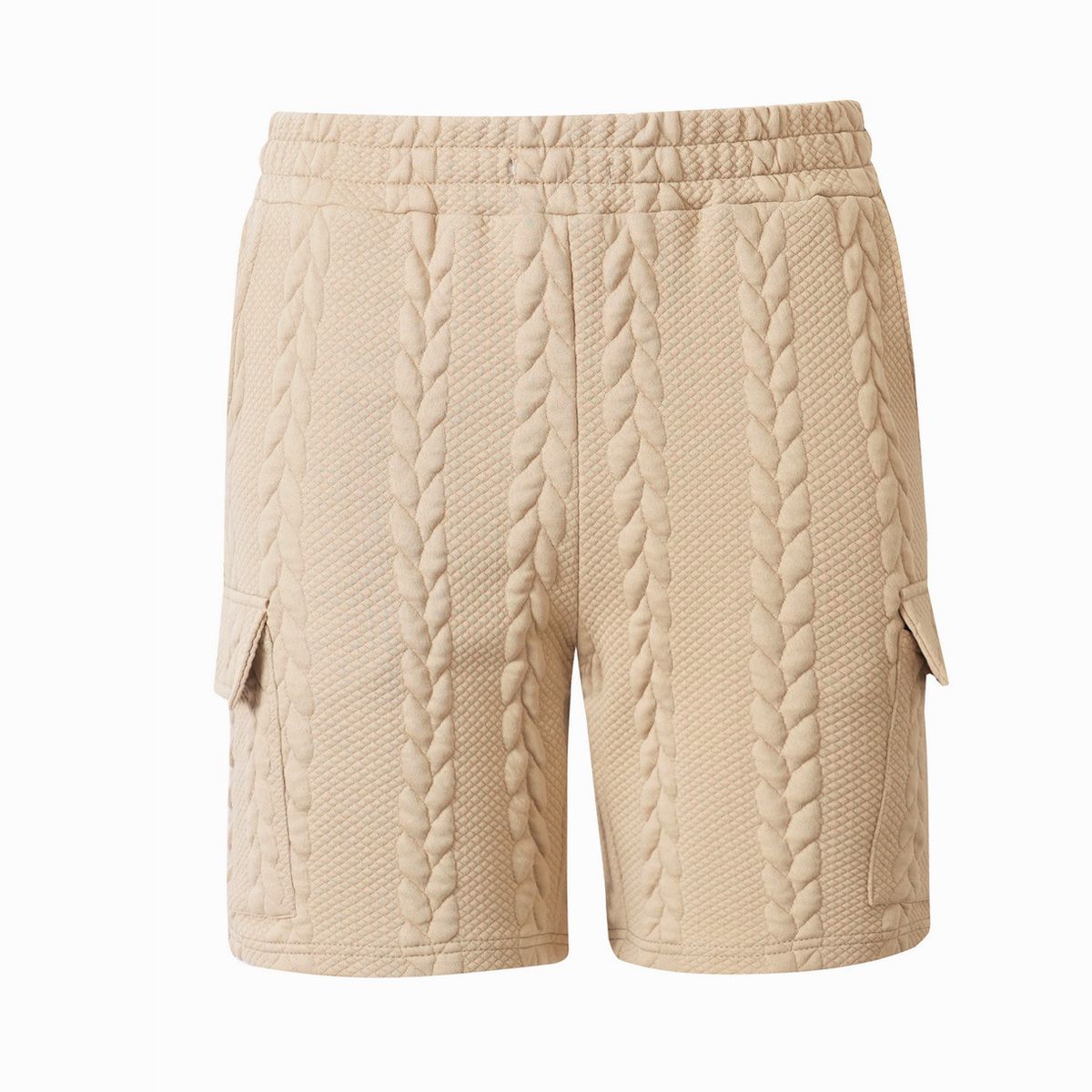 Men's Heavyweight Solid Color Cable Knit Jacquard Casual Shorts European Style For Spring And Summer_viptrois.com