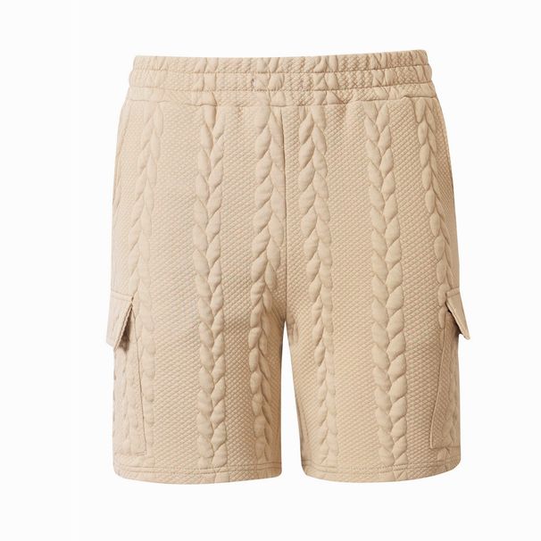 Men's Heavyweight Solid Color Cable Knit Jacquard Casual Shorts European Style For Spring And Summer_viptrois.com