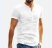 Men's Stand Collar Short-sleeved V-neck Cotton And Linen Shirt_viptrois.com