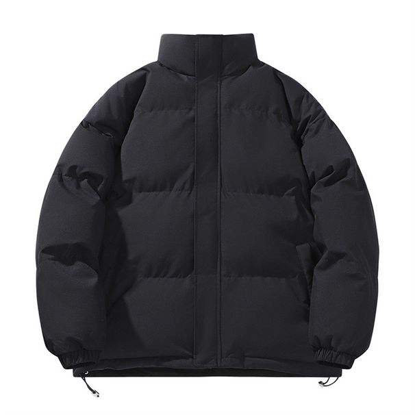 2026 Fashion Wintercoat Women/Men 100% Polyester Pure Color Stand Collar Long Sleeve Windproof Waterproof Loose Thick Zipper Cotton-Padded Jacket_viptrois.com