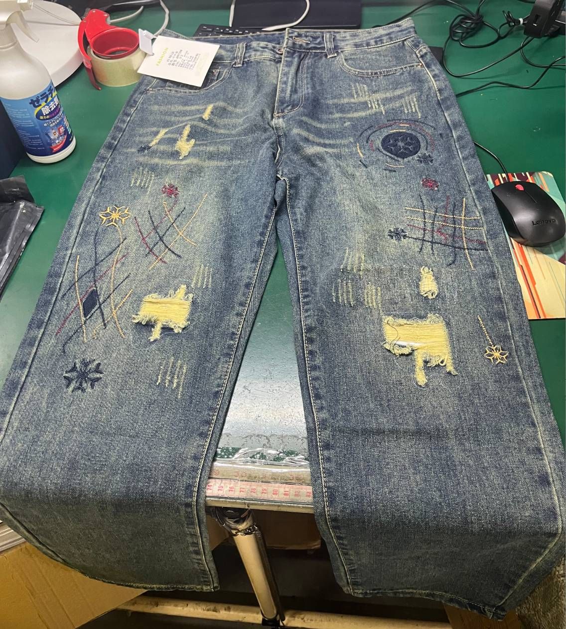 Men's Clothing Fashion Brand Loose Straight Ripped Spring And Autumn Patch Jeans Men's Retro Distressed Harem Tapered Pants_viptrois.com