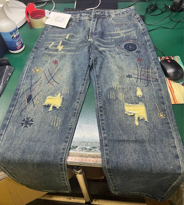 Men's Clothing Fashion Brand Loose Straight Ripped Spring And Autumn Patch Jeans Men's Retro Distressed Harem Tapered Pants_viptrois.com