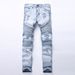 Loom Cross-Border Source European And American Street Fashion Brand Motorcycle Men's Personality Wrinkled Slim Fit Skinny_viptrois.com