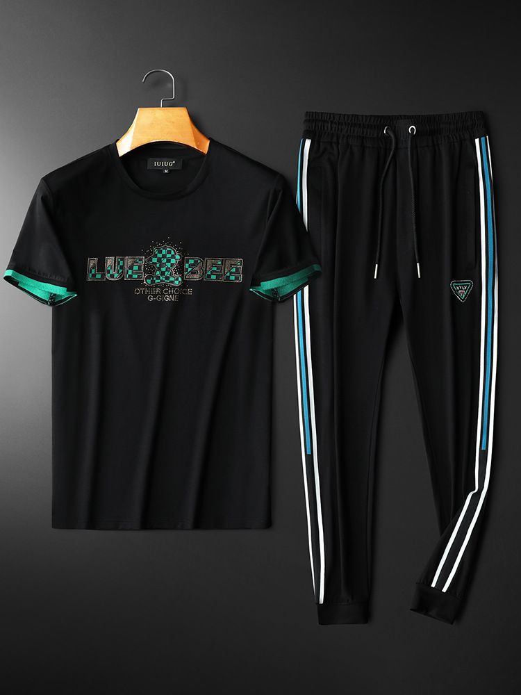 Men's casual suit short sleeve T-shirt and trousers_viptrois.com