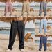 Men's Linen Striped Casual Trousers - Loose Fit Breathable Pants For Sports & Everyday Wear_viptrois.com