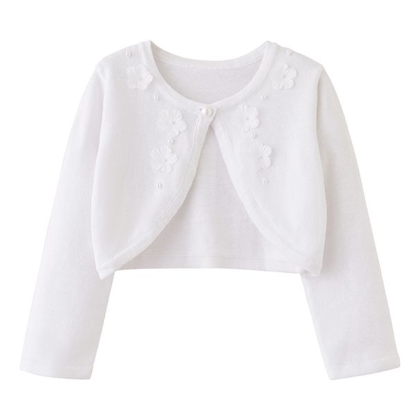 Hand Crocheted Beaded Floral Cardigan For Girls - Lightweight Korean Style Knitwear For Spring & Summer (8-16 Years)_viptrois.com