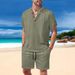 Men's Clothing Summer European And American Cross Border Men's Clothing Multi Pocket Workwear Short Sleeved T Shirt Shorts Casual Suit_viptrois.com