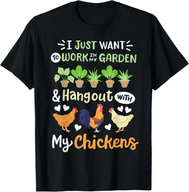 Funny For Men Women's Gardening Chicken Lover Garden Gift Unisex T-Shirt_viptrois.com