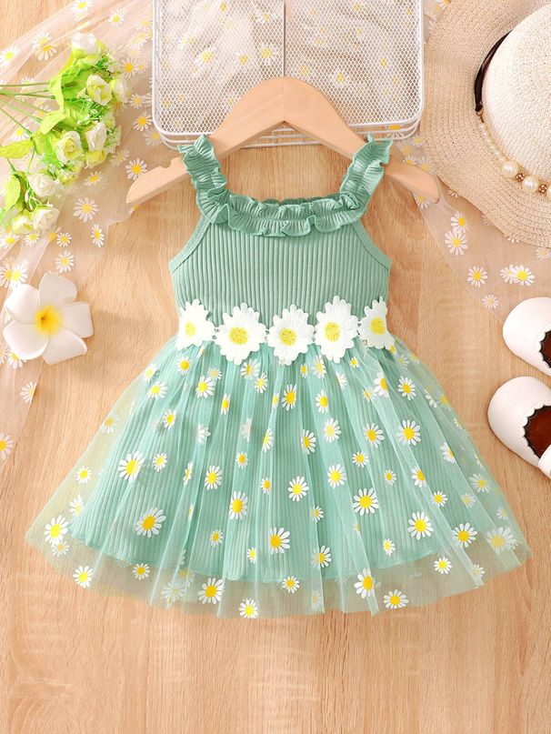 Kids' Clothing Platform Baby Girl Sleeveless Sling Mesh Dress_viptrois.com